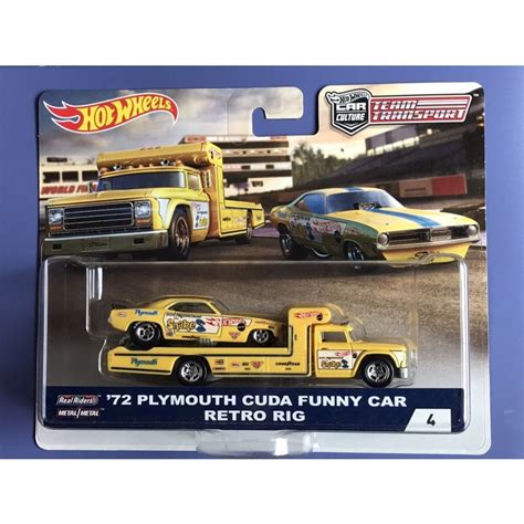 HOT WHEELS TEAM TRANSPORT 72 PLYMOUTH CUDA FUNNY CAR RETRO RIG Shopee Malaysia