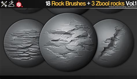 Jrotools Tools For 3d Artists Zbrushsp 18 Rock Brushes 3 Ztool