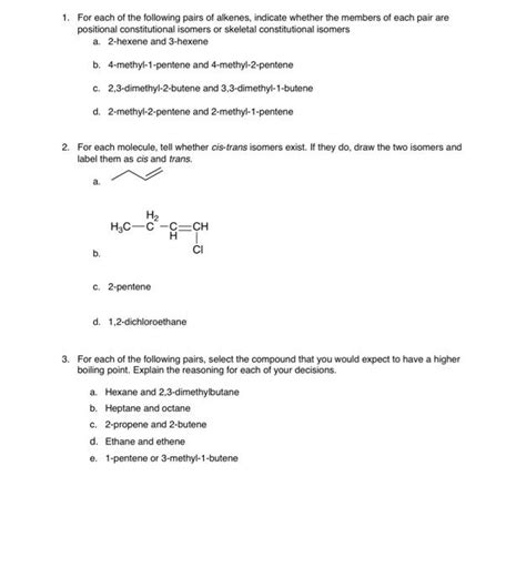 Solved 1 For Each Of The Following Pairs Of Alkenes