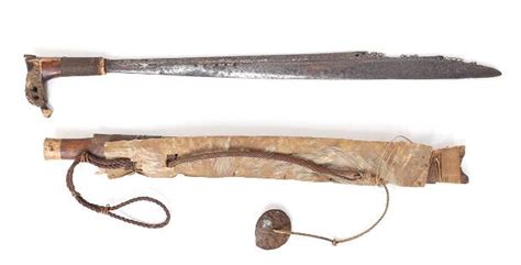 Dayak Mandau Headhunters Sword Wscabbard Auction