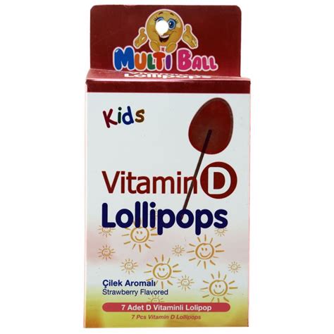 Multi Ball Kids Vitamin D Lollipops Strawberry Flavoured 7 Pieces