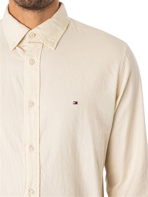 Tommy Hilfiger Flex Brushed Twill Shirt Ecru Standout