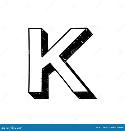 K Letter Hand-drawn Symbol. Vector Illustration of a Big English Letter