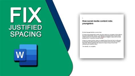 How To Fix Justified Spacing In Microsoft Word Youtube