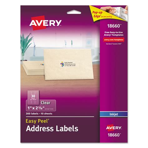 Ave18660 Avery® 18660 Matte Clear Easy Peel Mailing Labels W Sure