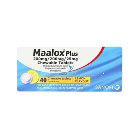 Maalox Plus Chewable Tablets Lemon Flavour 40 Pack Onlinepharmacy