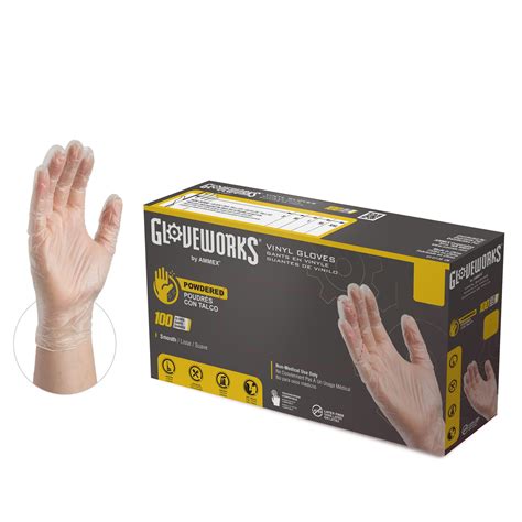 Gloveworks Clear Vinyl Disposable Gloves 4 Mil Powdered X Large 100