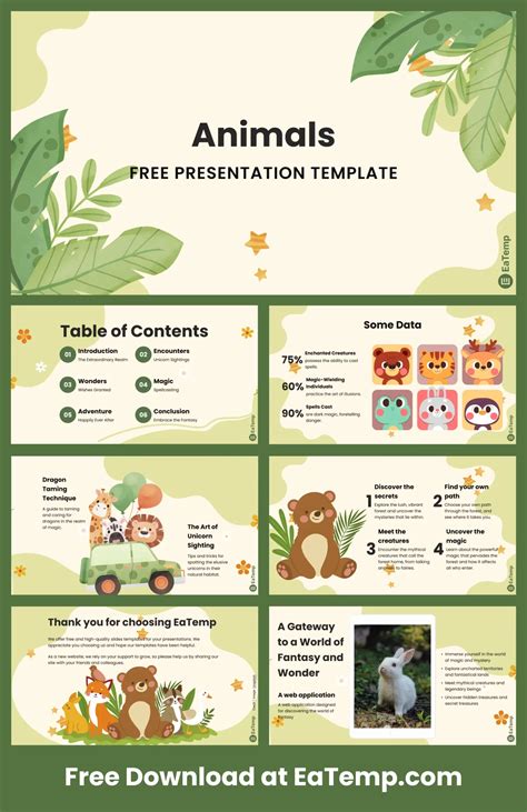 Animals PPT Presentation Template - Free PowerPoint Templates, Google ...