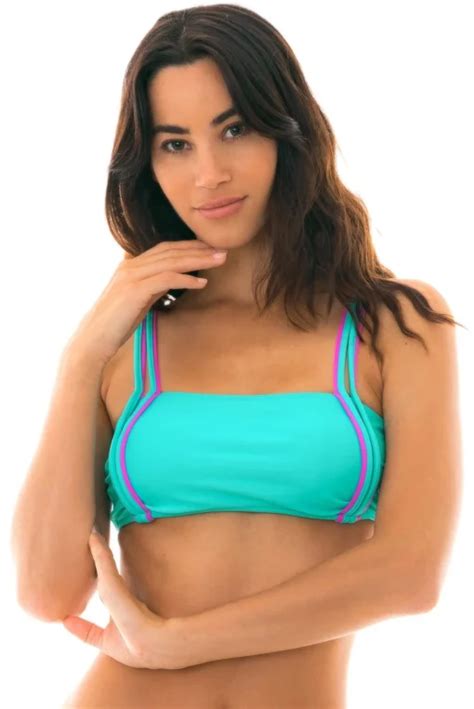 Rio De Sol Blue Bra Bikini Top With Pink Details Top Duo Pink Blue