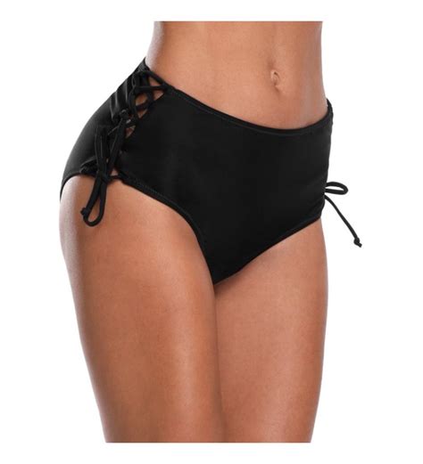 Women S Retro High Waisted Bikini Bottoms Swim Briefs Swimsuit Shorts Black C UADU Q