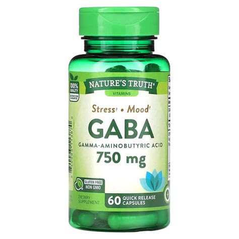 Natures Truth Gaba Ácido Gamma Aminobutírico 750 Mg 60 Cápsulas De