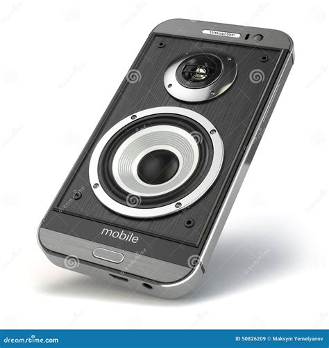 Musical Smartphone.Mobile Phone Music App. Cellphone and Loudspeakers