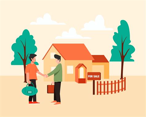 House rental agent showing house to customer illustration concept