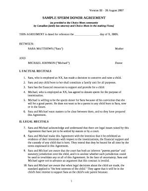 Sperm Donor Contract Doc Template Pdffiller