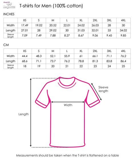 t shirts size for men