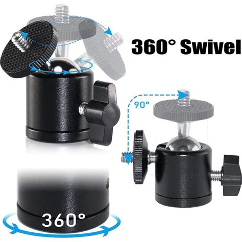 Mini Ball Head Hot Shoe Mount Adapter Degree Swivel Mini Ball Head Tripod Screw Head