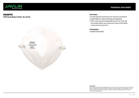 FFP2 Dust Mask – Box Of 20 - The Industrial Clothing Company | South