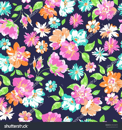 Colorful Flower Print Seamless Background Stock Vector (Royalty Free ...