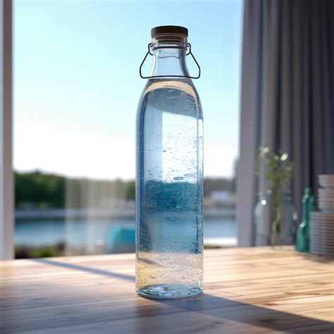 Premium Ai Image A Bottle Of Water With A Blue Cap