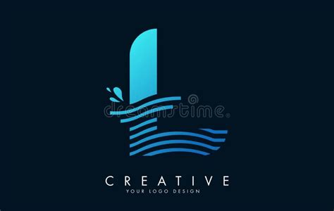 Blue L Letter Logo with Waves and Water Drops Design Stock Vector ...