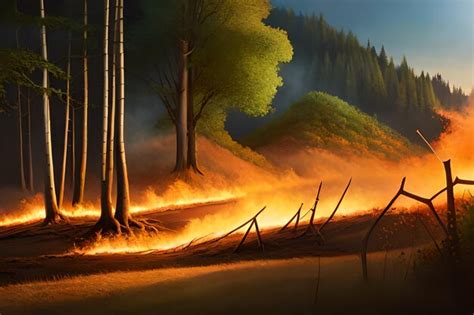 premium photo fire burning   forest