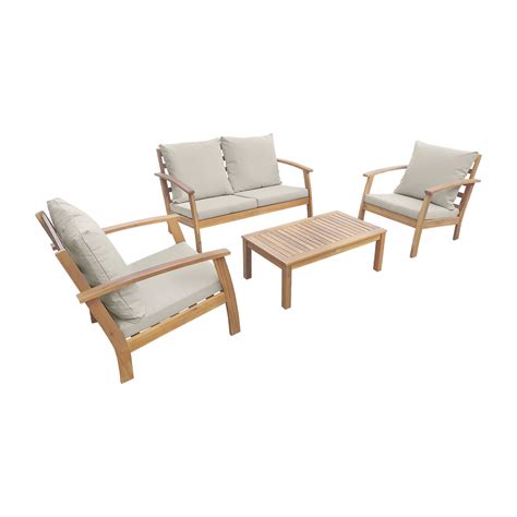 Muebles de jardín de madera de 4 plazas, Ushuaia, Madera, 123x82.7x74.6