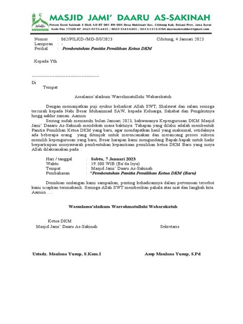 Surat Undangan Pemilihan Ketua Dkm Pdf