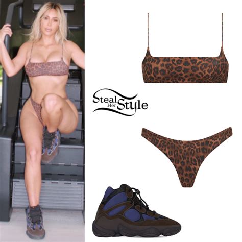 Kim Kardashian Leopard Bikini High Sneakers Steal Her Style