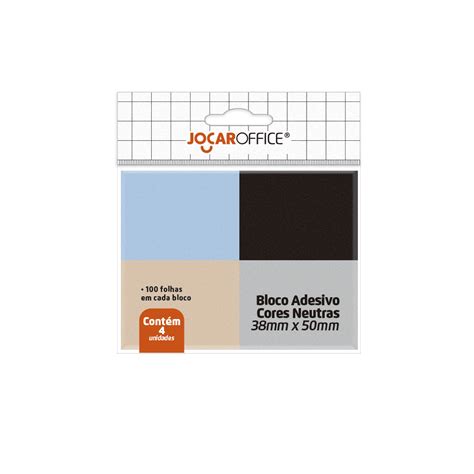 Bloco Adesivo 38x50mm 4 Cores Neutras 400 Folhas Jocar Office