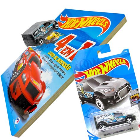 Carrinho Hot Wheels Ford Transit Connect Mattel Livro Quebra Cabeça Memória e Dominó