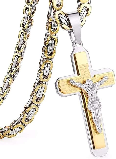 WLHLFL Collar Crucifijo Jesús Cruz Collar Acero Inoxidable Cristo