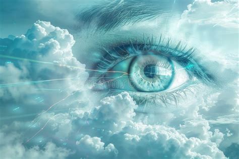 An Eye Looking Down from the Clouds Stock Photo - Image of observe ...