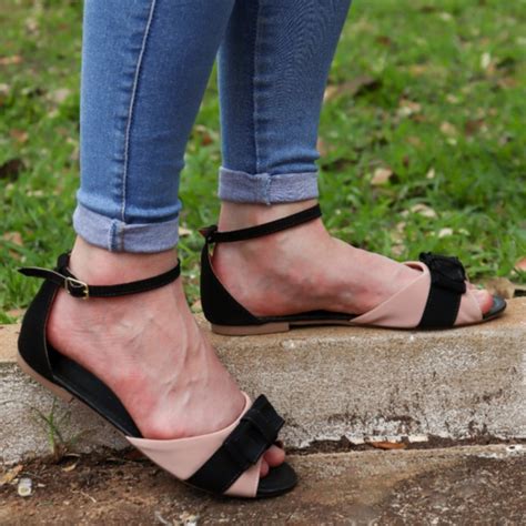 Sandalia Feminina Rasteira Preta Nude Laço Moda Sapatilha Mulher Chinelo Bota Birken Papete Mule