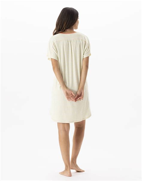 Striped Nightshirt In Cotton And Modal FRUTTI Tangerine Lingerie Le Chat