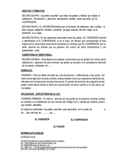 Contrato De Compraventa Bien Mueble Pdf