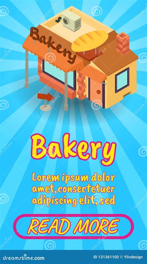 Bakery Concept Banner Comics Isometric Style Stock Vector