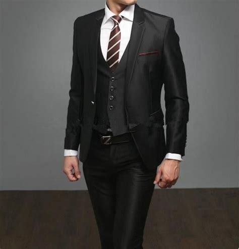 New Style One Button Black Groom Tuxedos Notch Lapel Men Business Suit Prom Mens Wedding Suits