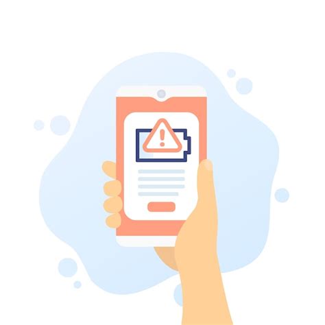 Premium Vector Battery Warning On Phone Screen Vector