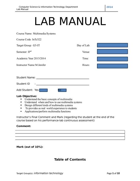 LAB Manual For Multimedia LAB MANUAL Course Name Multimedia Systems