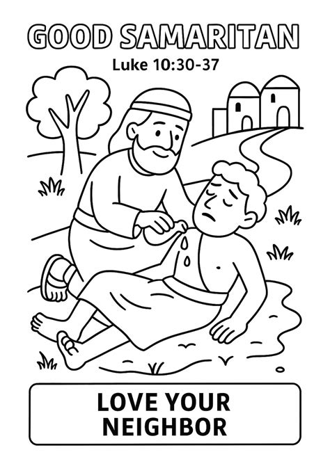 Good Samaritan Bible Coloring Page – Free Printable for Kids (Luke 10: