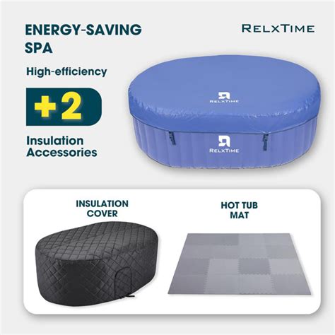 RELXTIME Portable Oval Energy Saving Inflatable Hot Tub For 2 People With Insulation Cover And