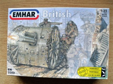 EMHAR 1 35 3502 WWI BRITISH ARTILLERY W 18pdr GUN Model Figures