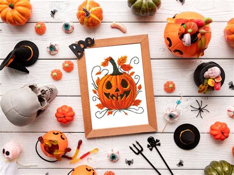Halloween Pumpkin Cross Stitch Pattern Pumpkin Cross Stitch Etsy