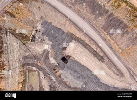 Bottom Of Open Pit Black Coal Mine In Hunter Valley Region Of Australia