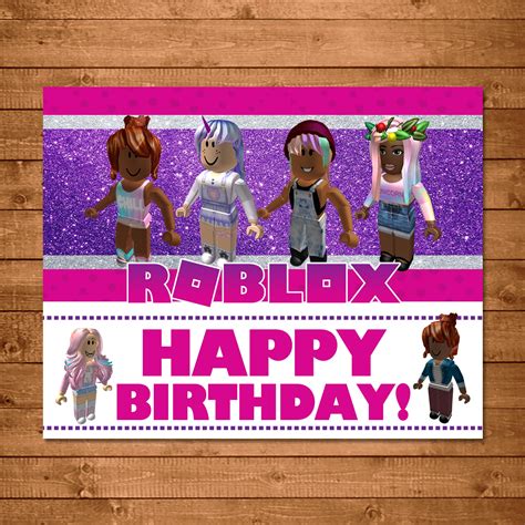 Girl Roblox Happy Birthday Sign Pink Roblox Poster Roblox Etsy