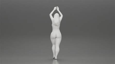 D File Naked Woman Standing With Her Arms Raised Up On The Beach D Printable Model To