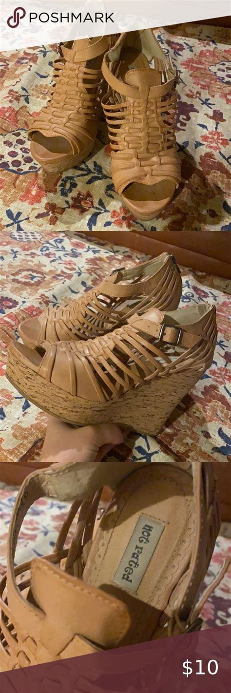 Francescas Brand Nude Gladiator Style Cork Bottom Wedges Cork Bottom