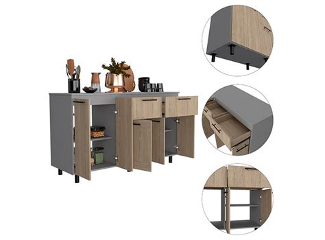 Ripley MUEBLE DE COCINA TUHOME KITC TOP 6 PUERTAS 2 CAJONES GRIS