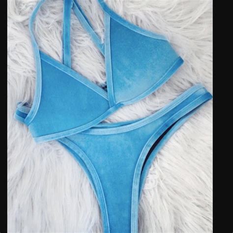 Hoaka Swimwear Swim Hoaka Swim Blue Velvet Bikini Set Poshmark