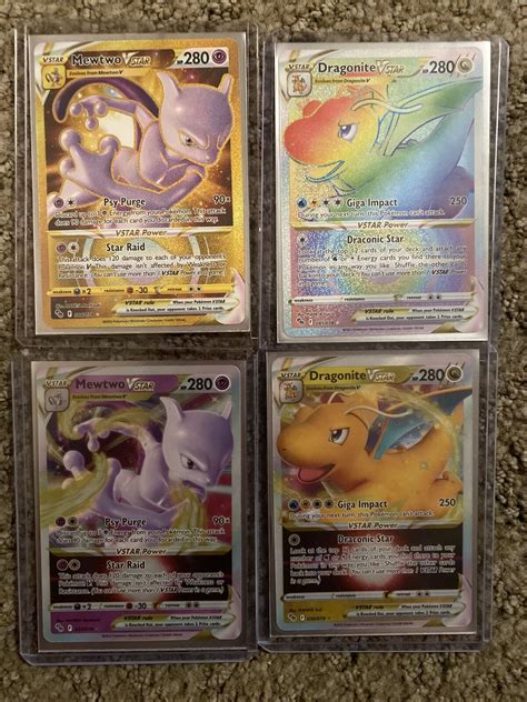 Mavin Pokemon Go Mewtwo Vstar Gold And Dragonite Vstar Rainbow Rare